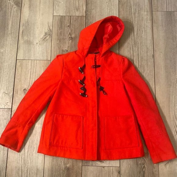 Red H & M Short Pea Coat Size 8 - Picture 1 of 6